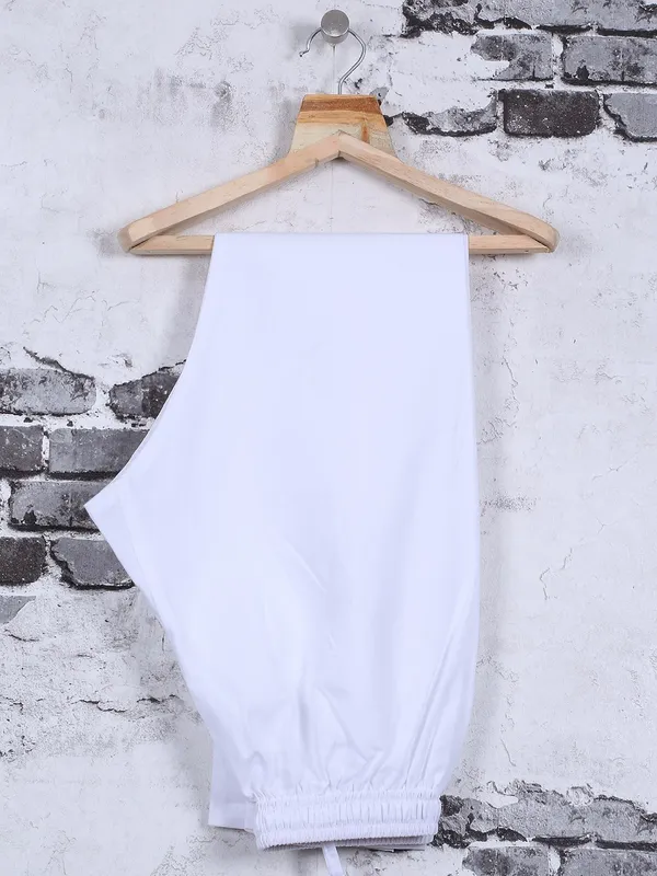 Festive wear white cotton kurta suit
