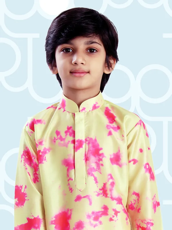 Festive wear yellow printed kurta suit for boys