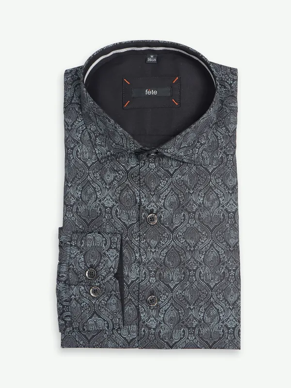 Fete black cotton printed shirt