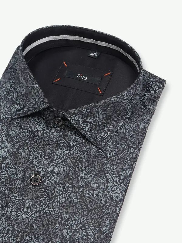Fete black cotton printed shirt