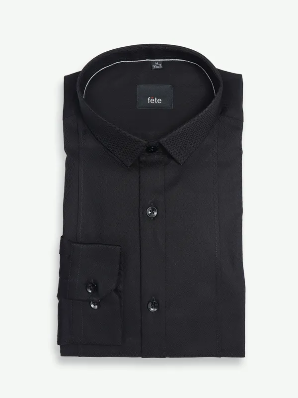 Fete black cotton textured shirt