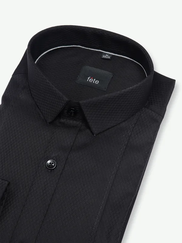 Fete black cotton textured shirt