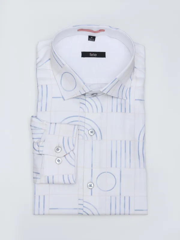 Fete blue and white printed shirt for party