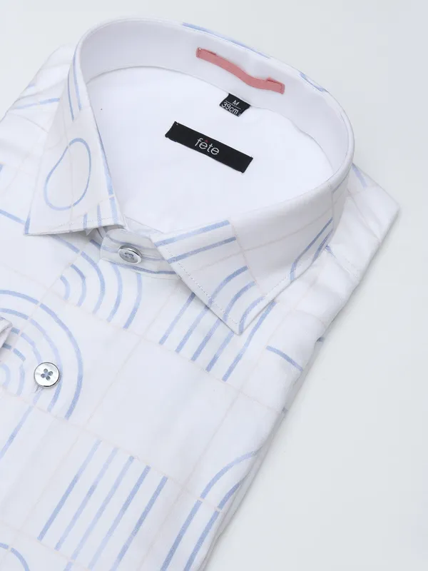 Fete blue and white printed shirt for party
