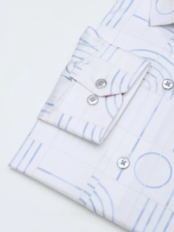 Fete blue and white printed shirt for party