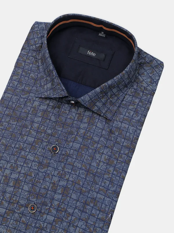 Fete blue cotton men shirt for party