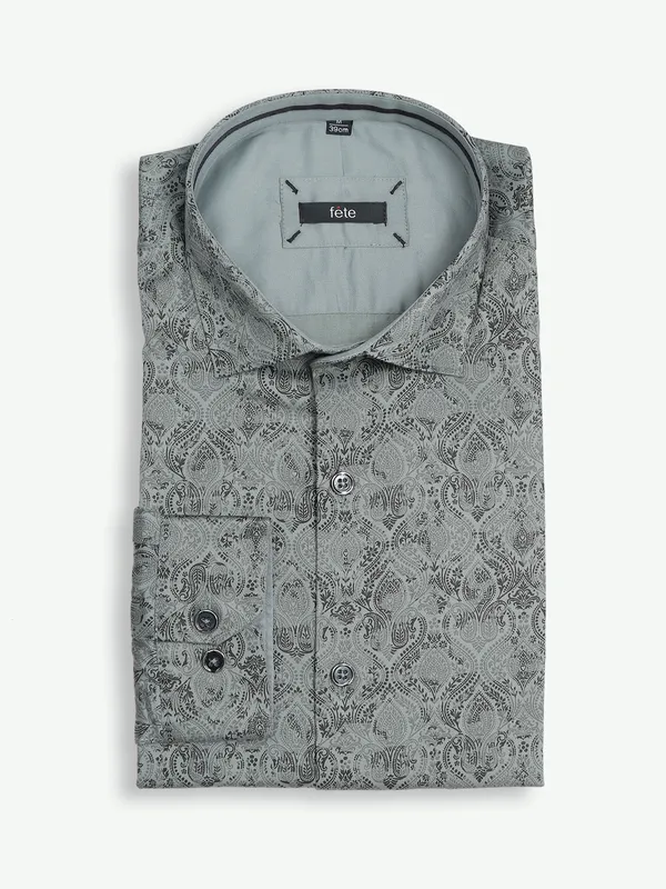 Fete cotton dusty green printed shirt