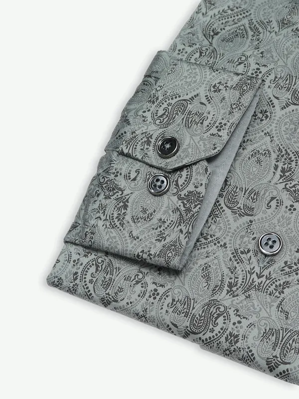 Fete cotton dusty green printed shirt