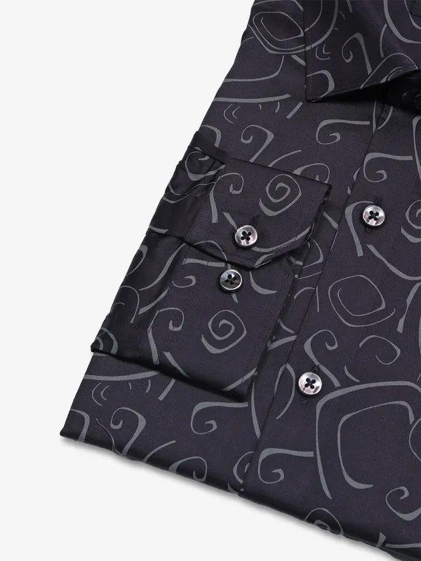 FETE cotton printed navy shirt