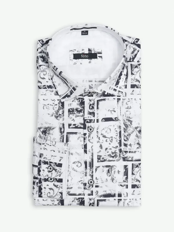Fete cotton white and black printed shirt