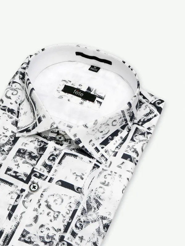 Fete cotton white and black printed shirt