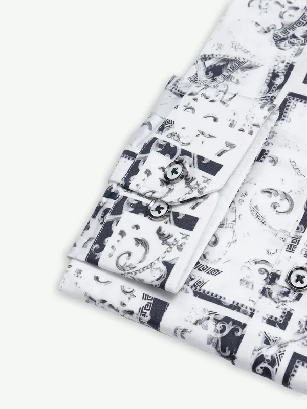 Fete cotton white and black printed shirt