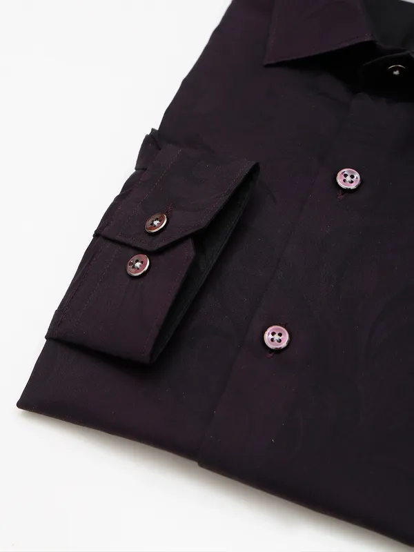 Fete dark purple printed cotton shirt