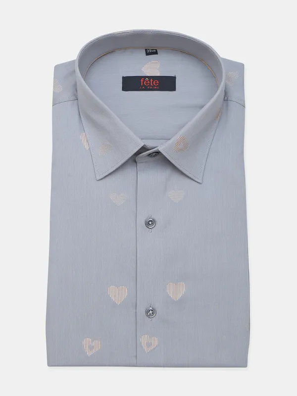 Fete grey hued printed cotton shirt