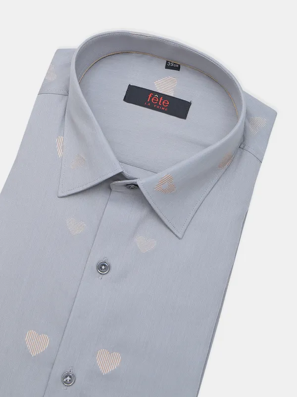 Fete grey hued printed cotton shirt