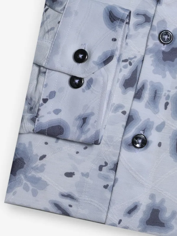 FETE grey printed party wear shirt