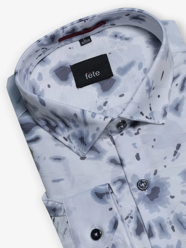 FETE grey printed party wear shirt