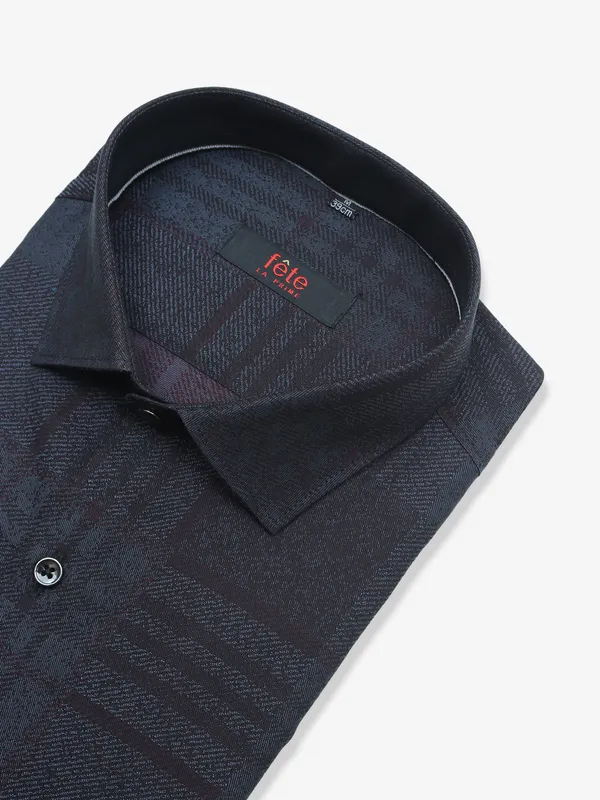 Fete navy cotton checks shirt