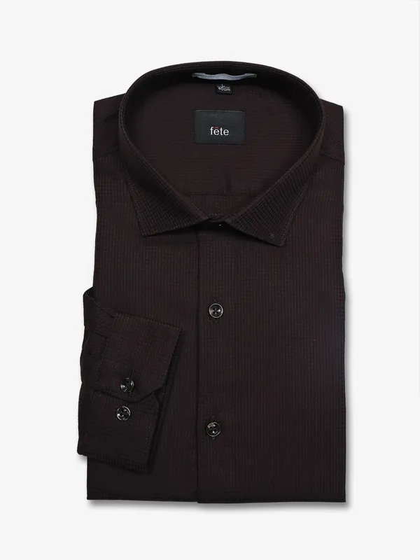 FETE plain coffee cotton formal shirt