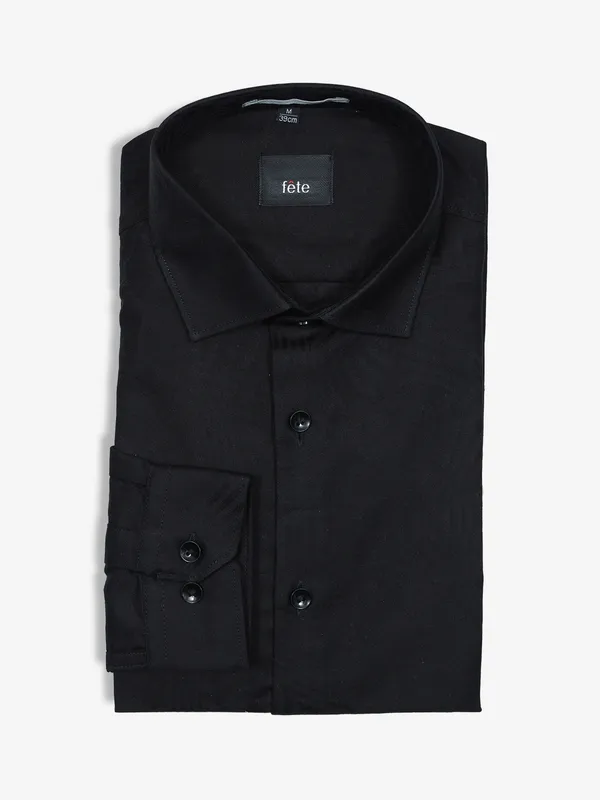 FETE plain cotton black formal shirt