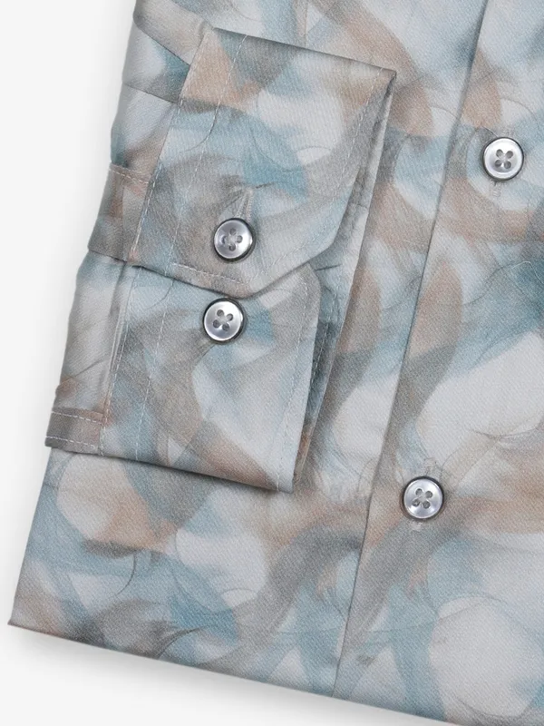 FETE printed beige cotton party wear shirt