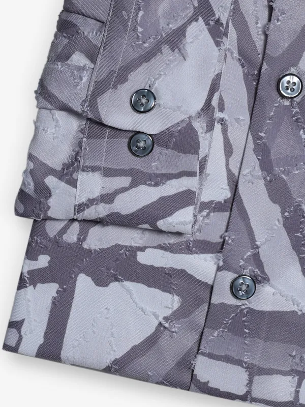 FETE printed grey cotton party wear shirt
