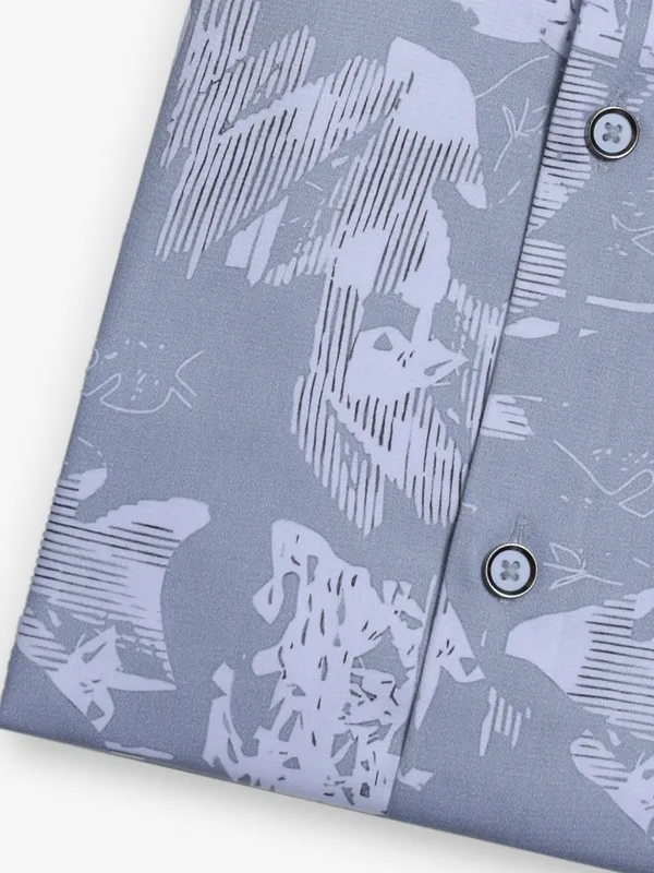FETE printed grey party wear mens shirt