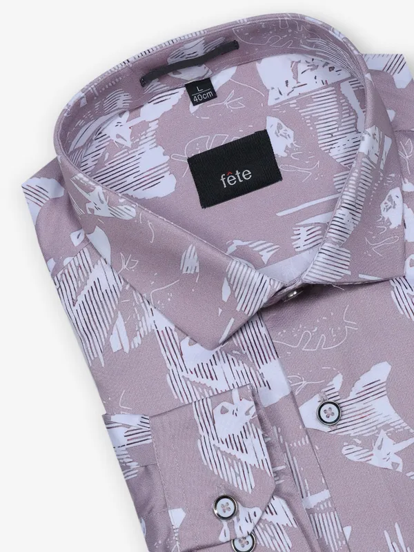 FETE printed onion pink mens party wear shirt