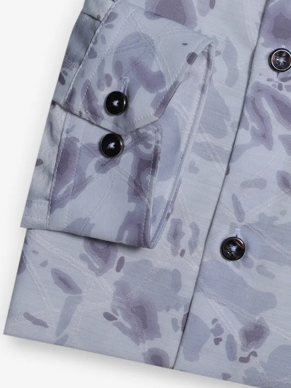 FETE printed purple cotton shirt for men