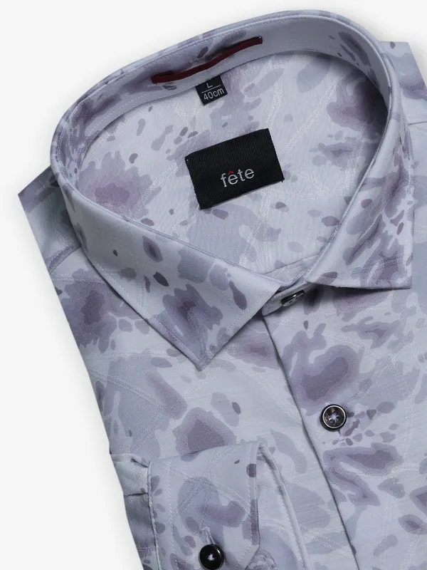 FETE printed purple cotton shirt for men