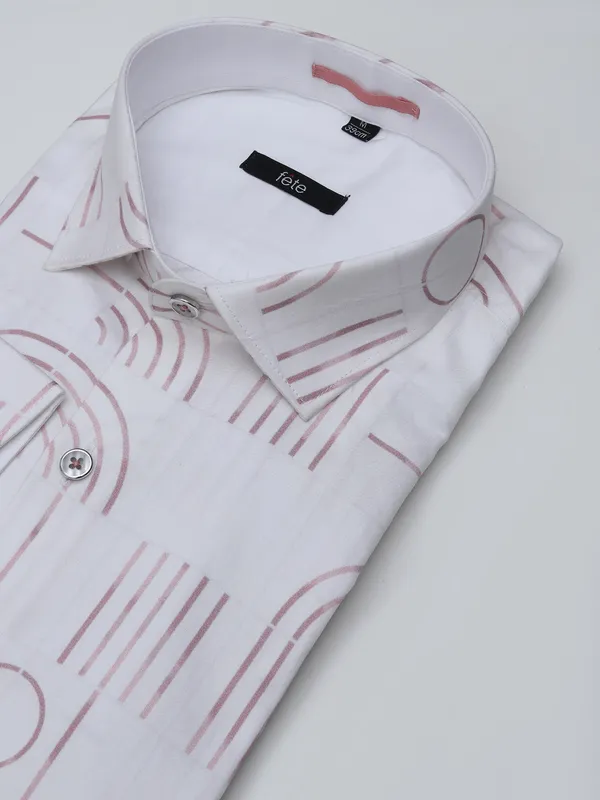 Fete red and white cotton printed shirt