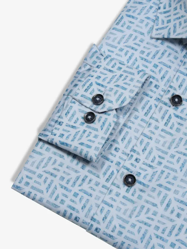 FETE sky blue cotton printed shirt