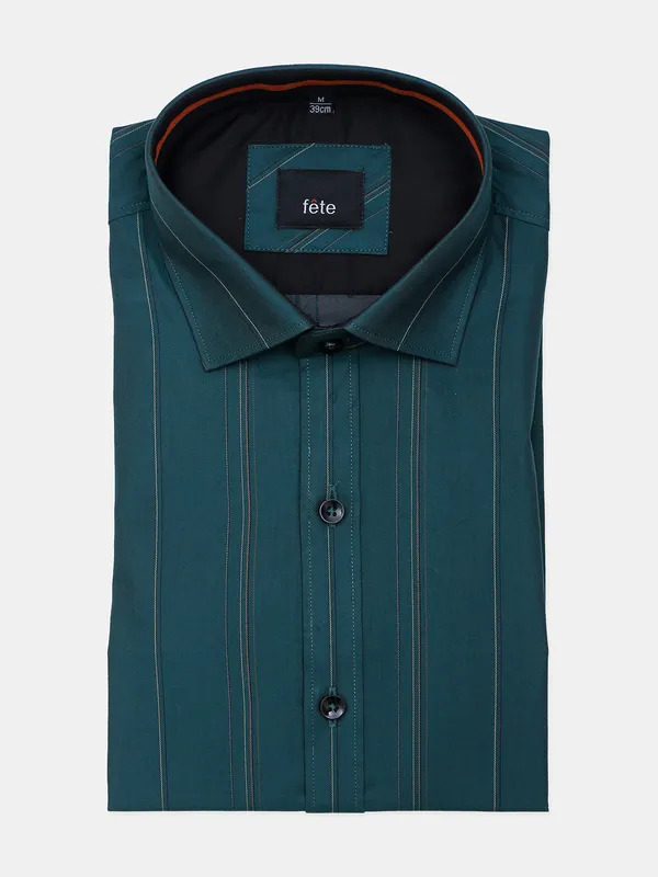Fete teal green cotton formal wear shirt