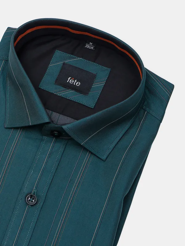 Fete teal green cotton formal wear shirt
