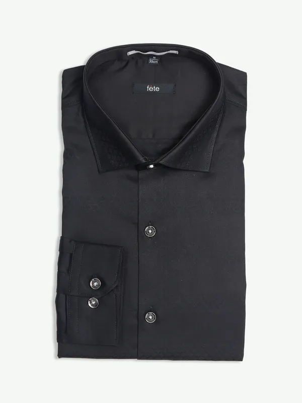 Fete textured black slim fit shirt