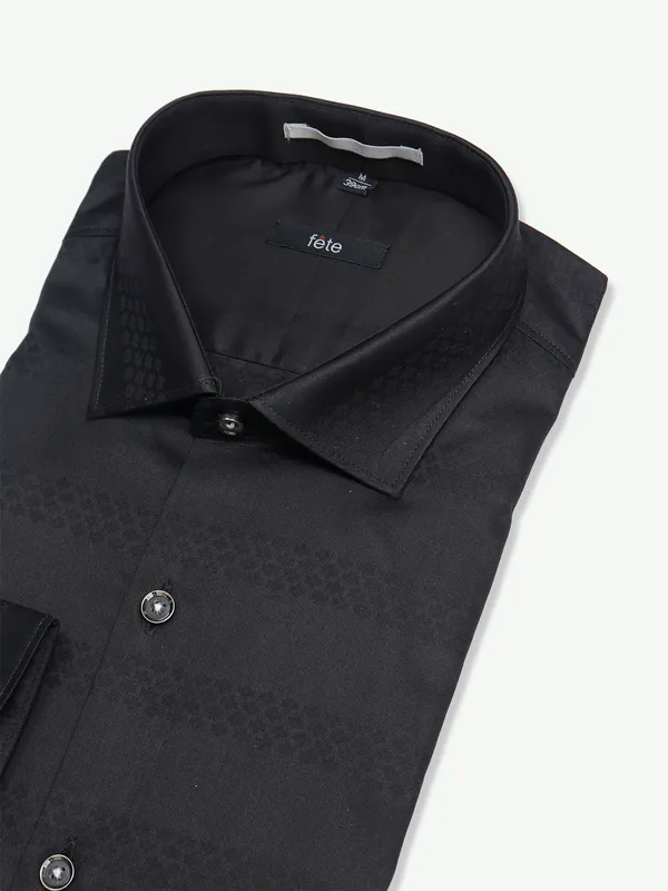 Fete textured black slim fit shirt