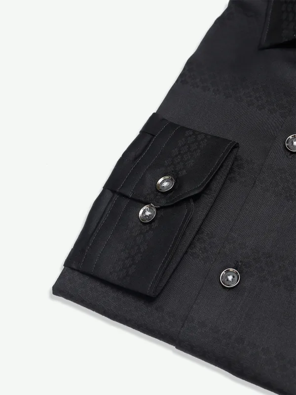 Fete textured black slim fit shirt