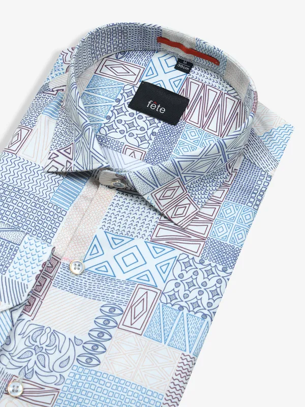 FETE white and blue texture shirt