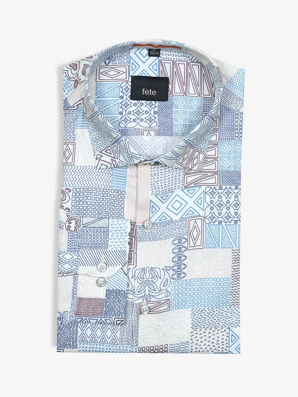 FETE white and blue texture shirt