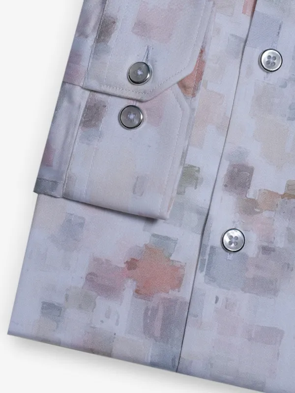FETE white and peach printed cotton shirt