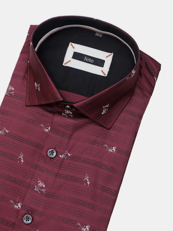 Fete maroon cotton party wear shirt for men