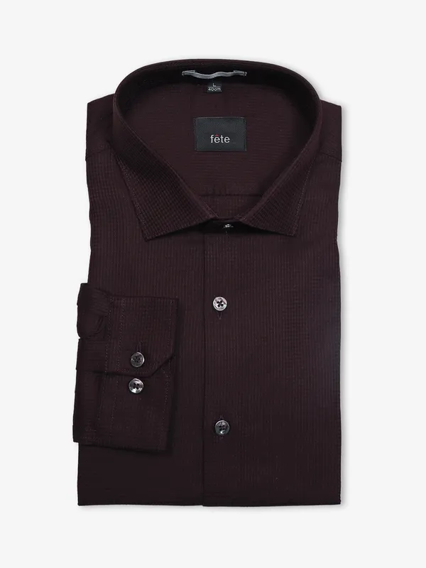 FETE wine cotton plain formal shirt