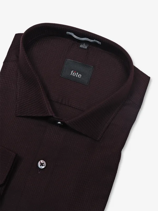 FETE wine cotton plain formal shirt