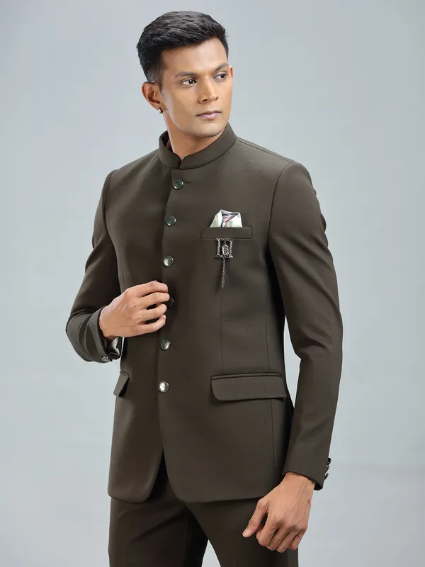 Finest green jodhpuri blazer in premium terry rayon fabric