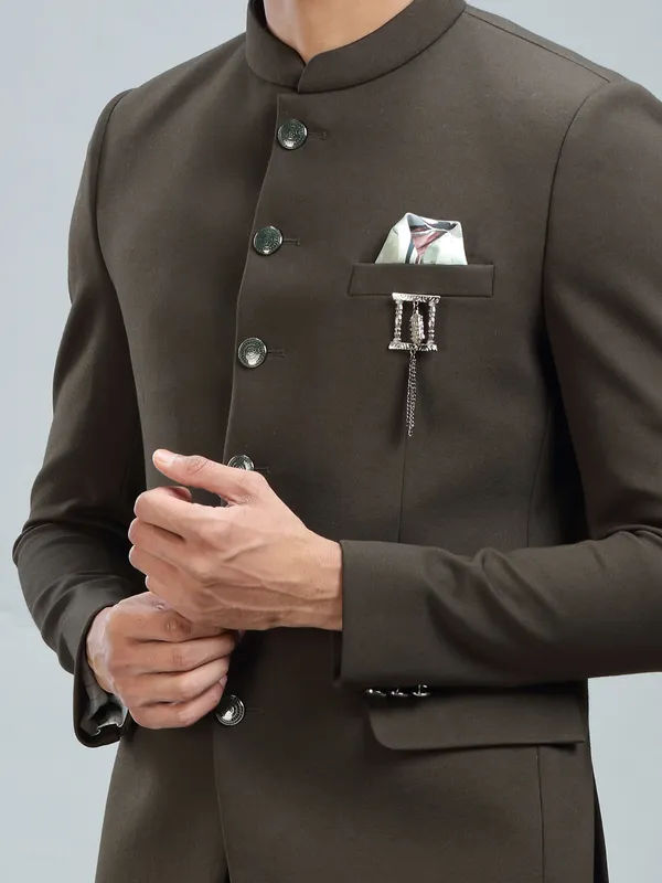 Finest green jodhpuri blazer in premium terry rayon fabric