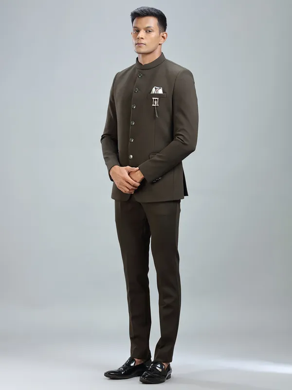 Finest green jodhpuri suit in premium terry rayon fabric