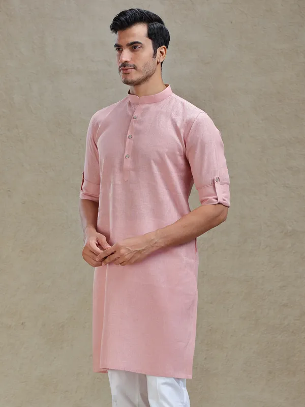 Flamingo pink serene kurta for ethnic charm