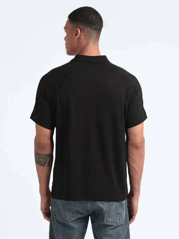 FLAYING MACHINE black polo plain t-shirt