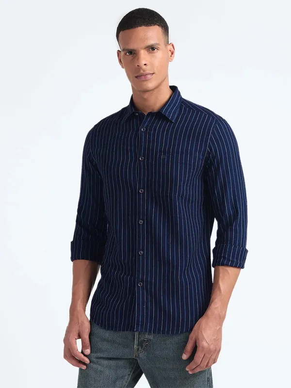 FLAYING MACHINE navy stripe shirt