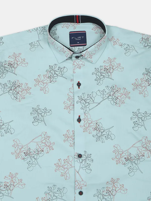 Flirt printed style sea-green shade casual shirt